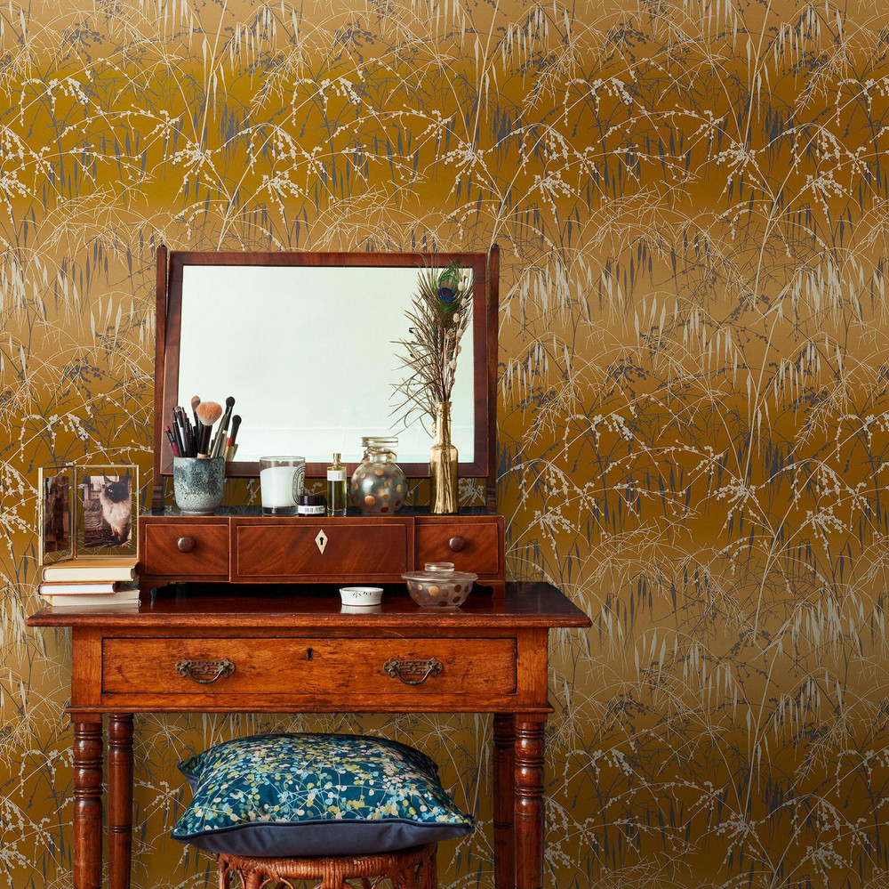 Meadow Grass Yellow Ochre & Soft Gold Wallpaper by Clarissa Hulse - 120405_ROOMSET_MEADOW GRASS YELLOW OCHRE AND SOFT GOLD_01.jpg