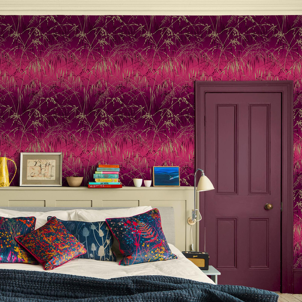 Meadow Grass Damson & Soft Gold Wallpaper by Clarissa Hulse - 120396_ROOMSET_MEADOW GRASS DAMSON AND SOFT GOLD_01.jpg