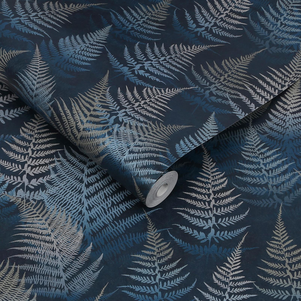 Woodland Fern French Navy Wallpaper by Clarissa Hulse - 120378_ROLLSHOT_01.jpg
