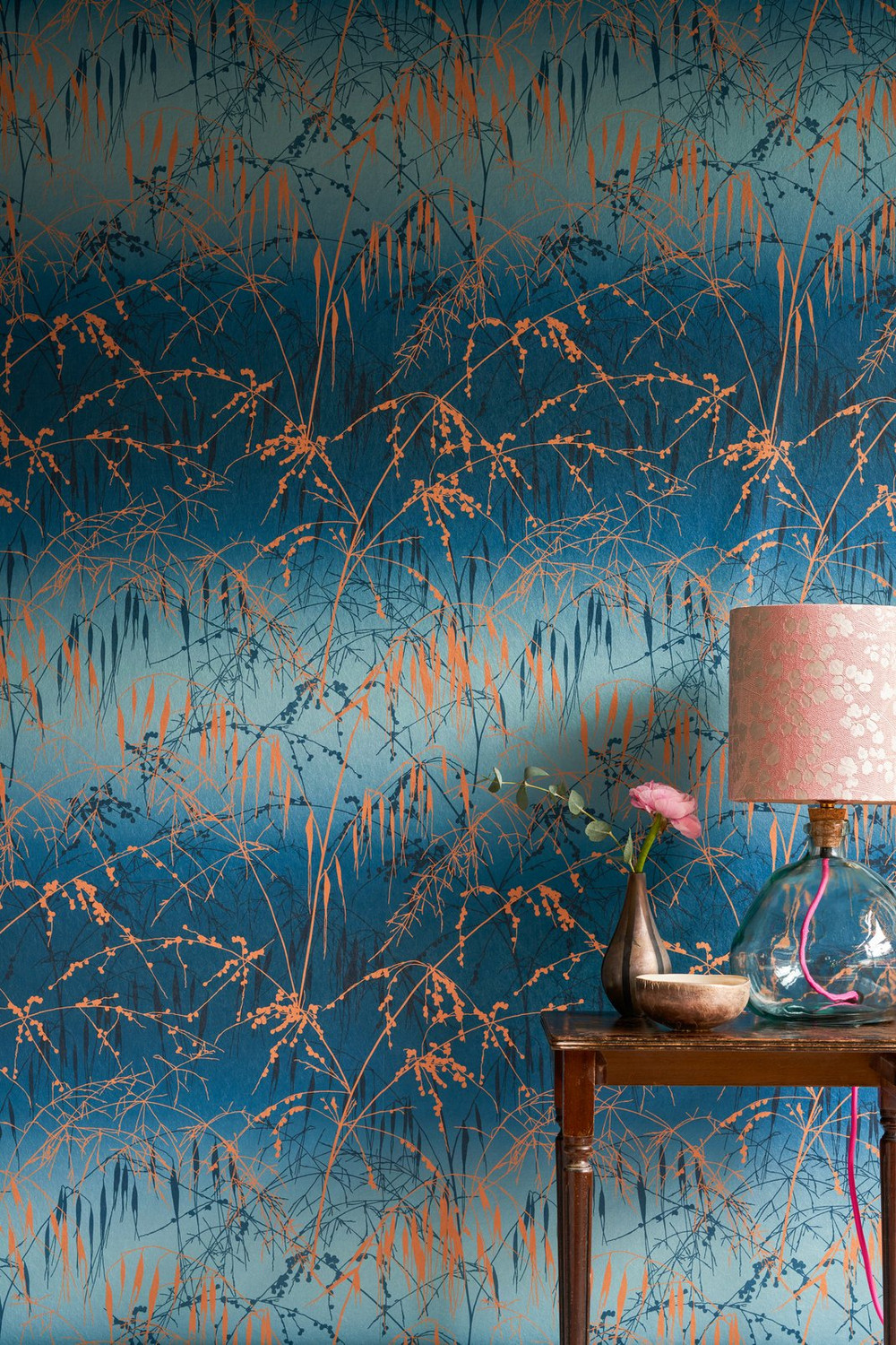Meadow Grass French Navy & Copper Wallpaper by Clarissa Hulse - 120380_ROOMSET_01.jpg