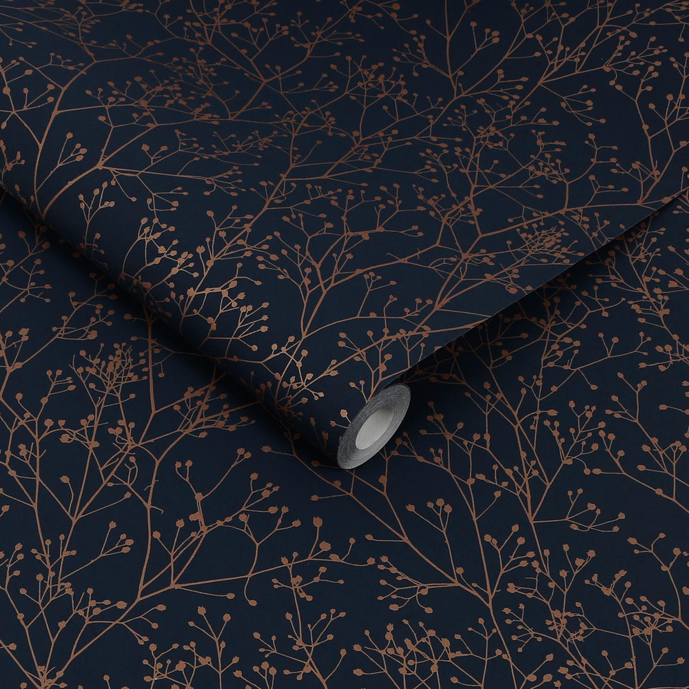 Gypsophila Midnight & Copper Wallpaper by Clarissa Hulse - 120381_ROLLSHOT_01.jpg
