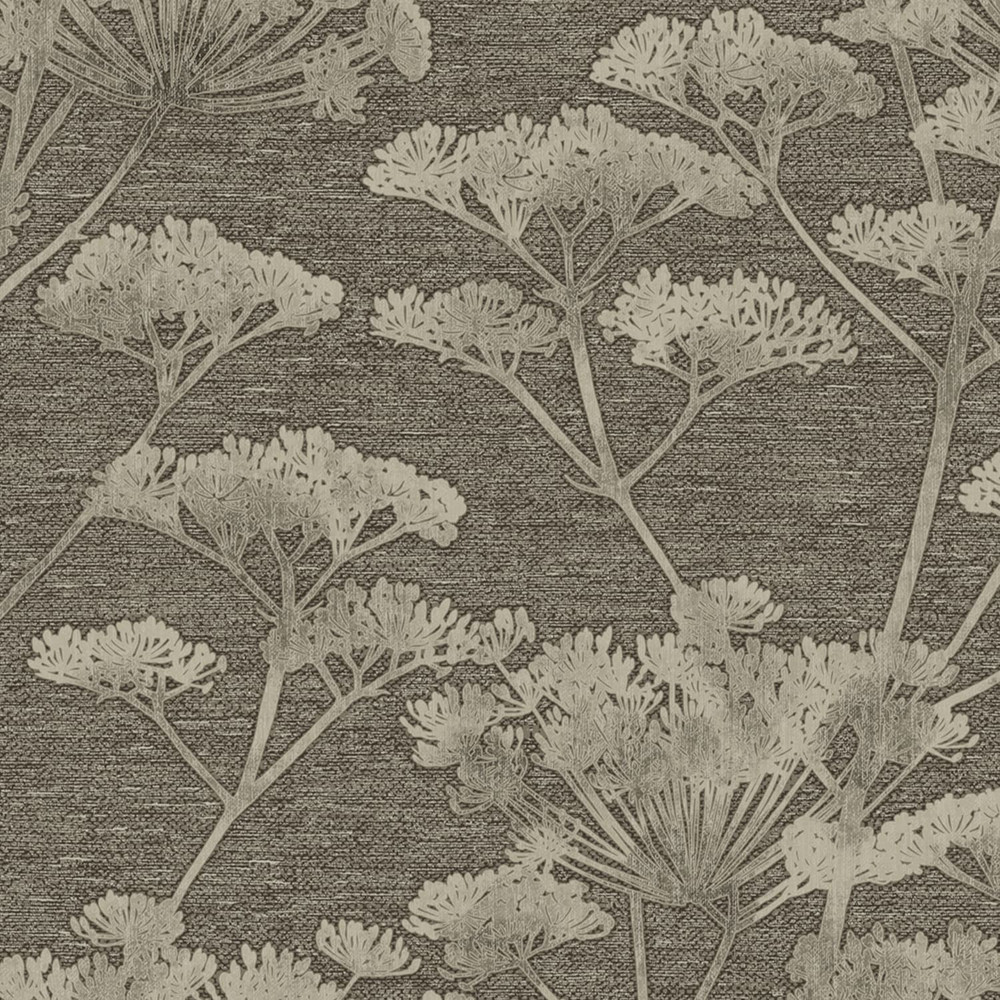 Serene Seedhead Taupe And Gold Wallpaper