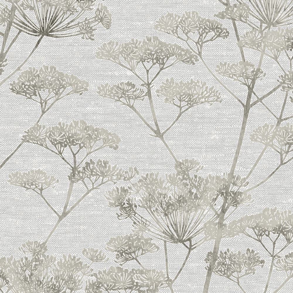 Serene Seedhead Grey Wallpaper