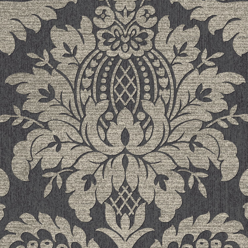 Archive Damask Black And Gold Wallpaper