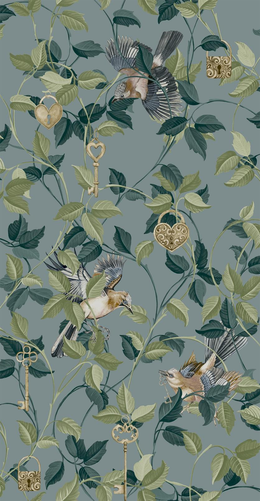 Lock & Key Aqua Wallpaper - 115050_TILE_LOCK & KEY AQUA_01.jpg