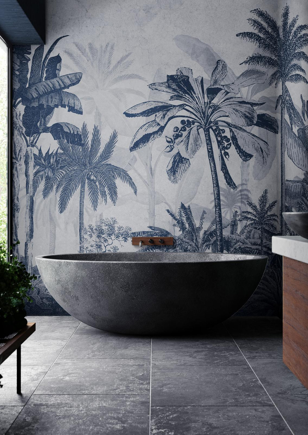 Vintage Jungle Navy Bespoke Mural - 117767_ROOMSET_01.jpg