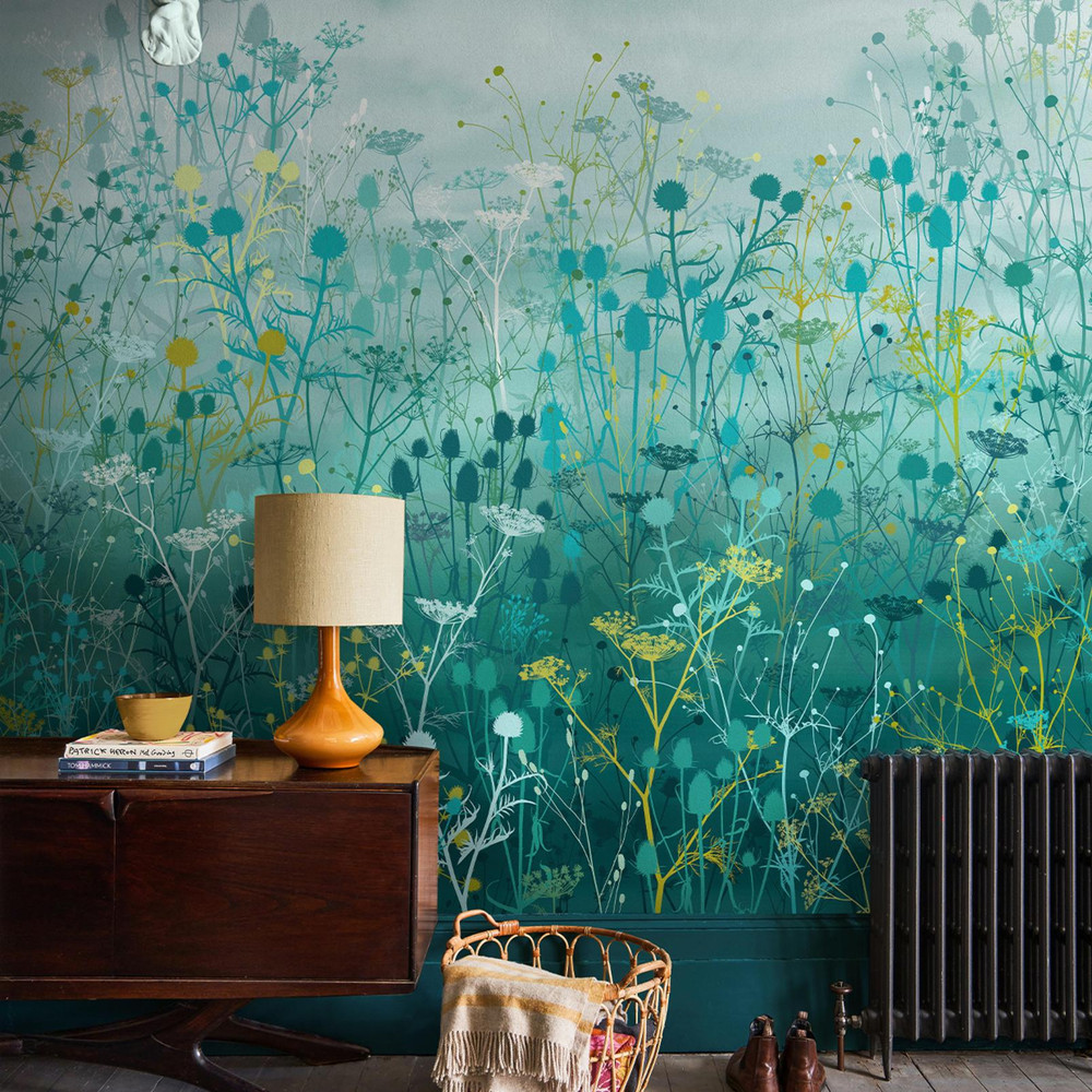 Tania's Garden Peacock Bespoke Mural by Clarissa Hulse - 120417_ROOMSET_TANIA'S GARDEN PEACOCK MURAL_01.jpg