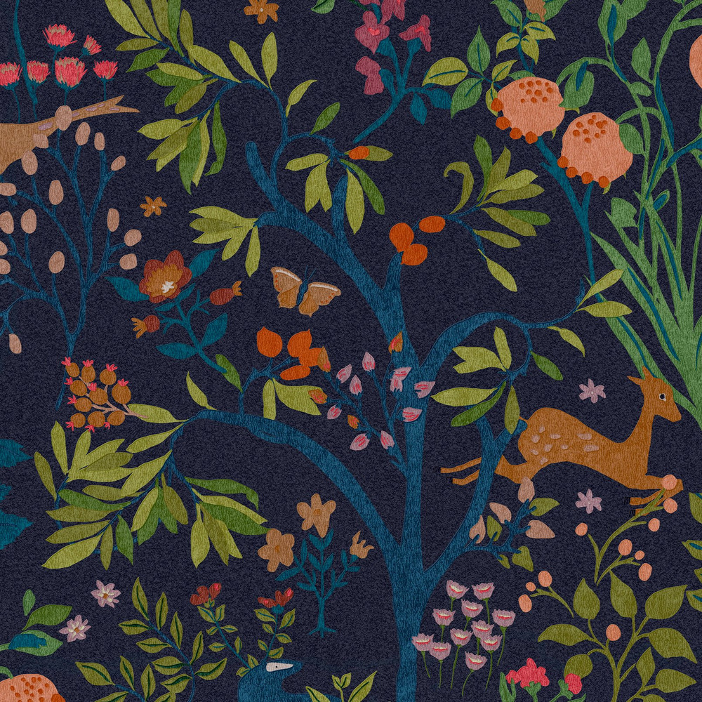 Joules Enchanted Woodland Navy Wallpaper - 120872_TILE_01.jpg