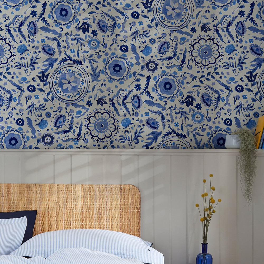 Joules Festival Flowers Blue Wallpaper - 120881_ROOMSET_01.jpg