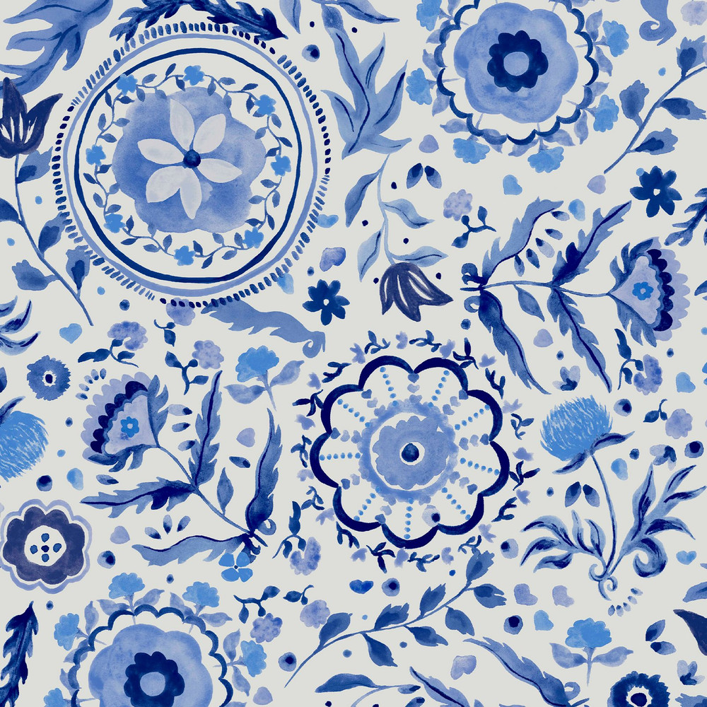Joules Festival Flowers Blue Wallpaper - 120881_TILE_01.jpg