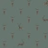 Sophie Allport Highland Stag Dark Heritage Teal Wallpaper Sophie Allport Highland Stag Dark Heritage Teal Wallpaper