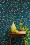 Wild Chervil Kingfisher & Gold Wallpaper by Clarissa Hulse Wild Chervil Kingfisher & Gold Wallpaper by Clarissa Hulse