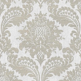 Archive Damask Grey Wallpaper