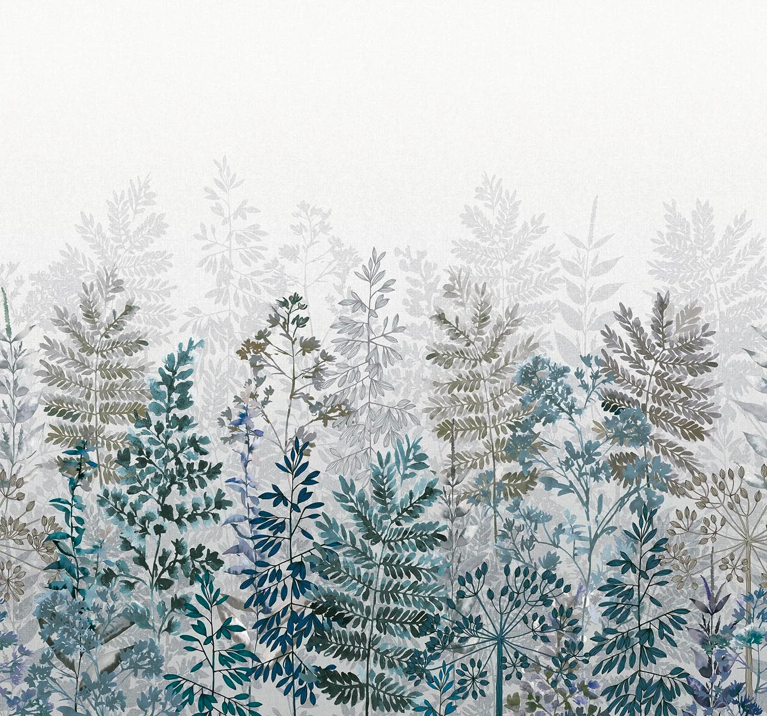 Leaf Silhouette Indigo Bespoke Mural