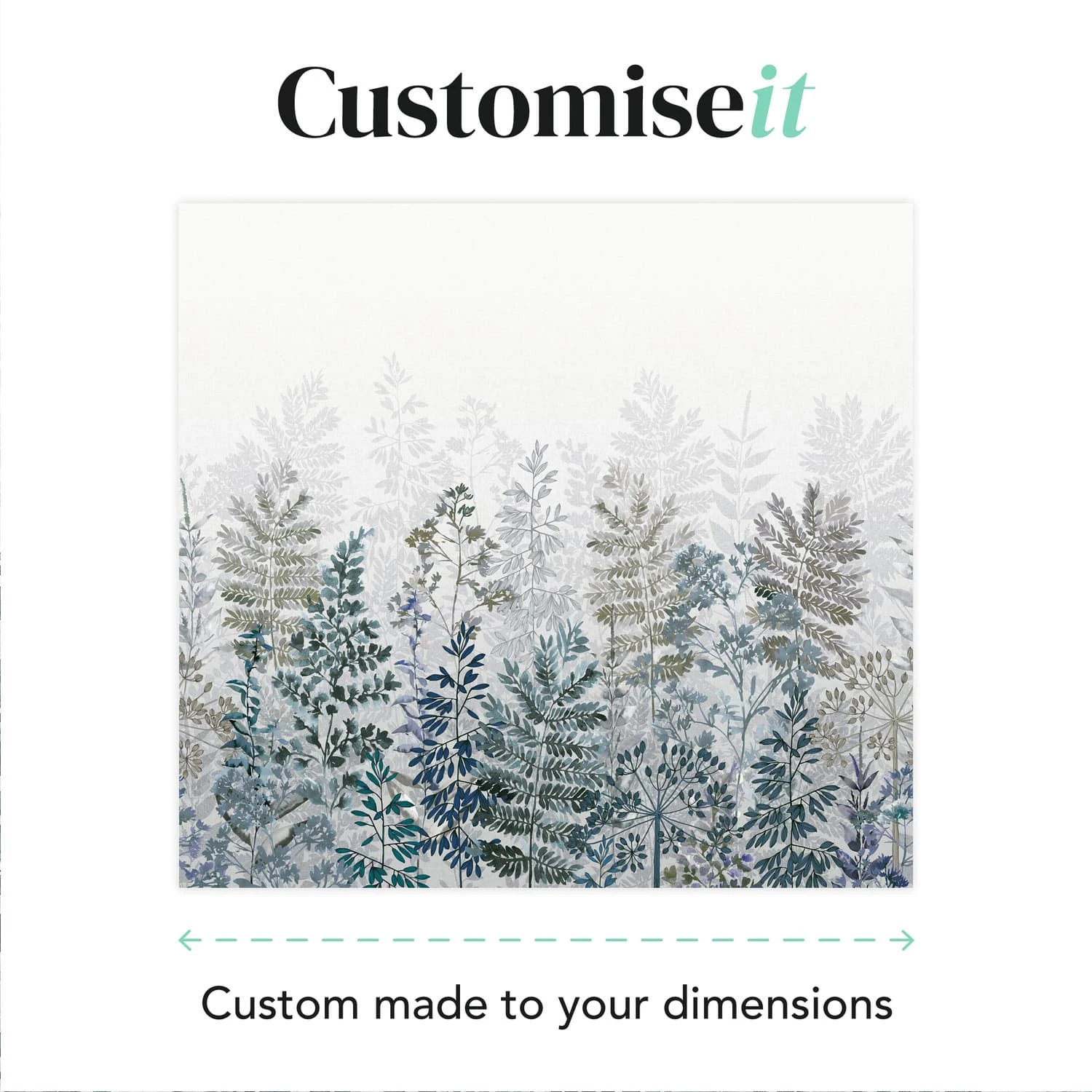Leaf Silhouette Indigo Bespoke Mural