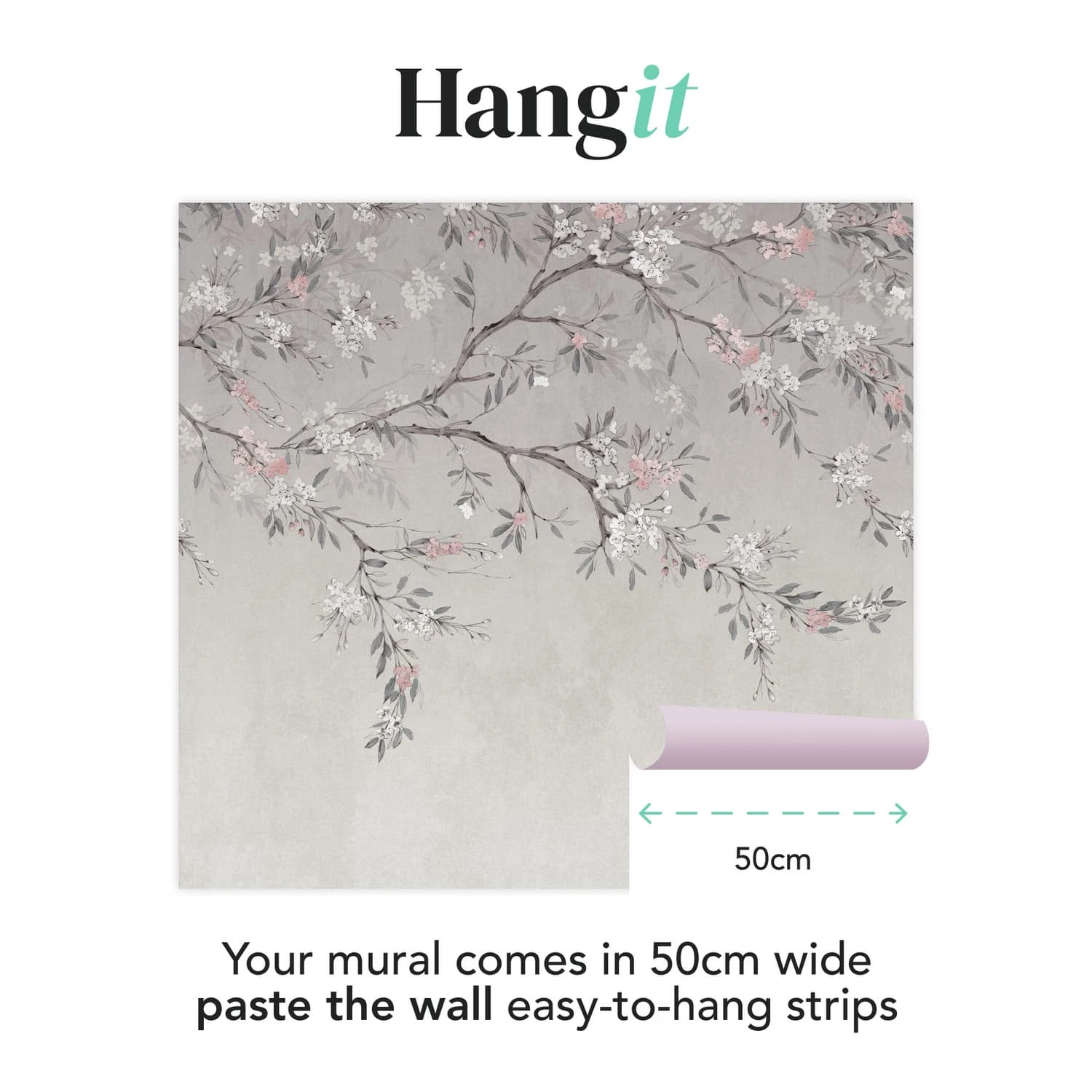 Blossom Trail Grey Bespoke Mural
