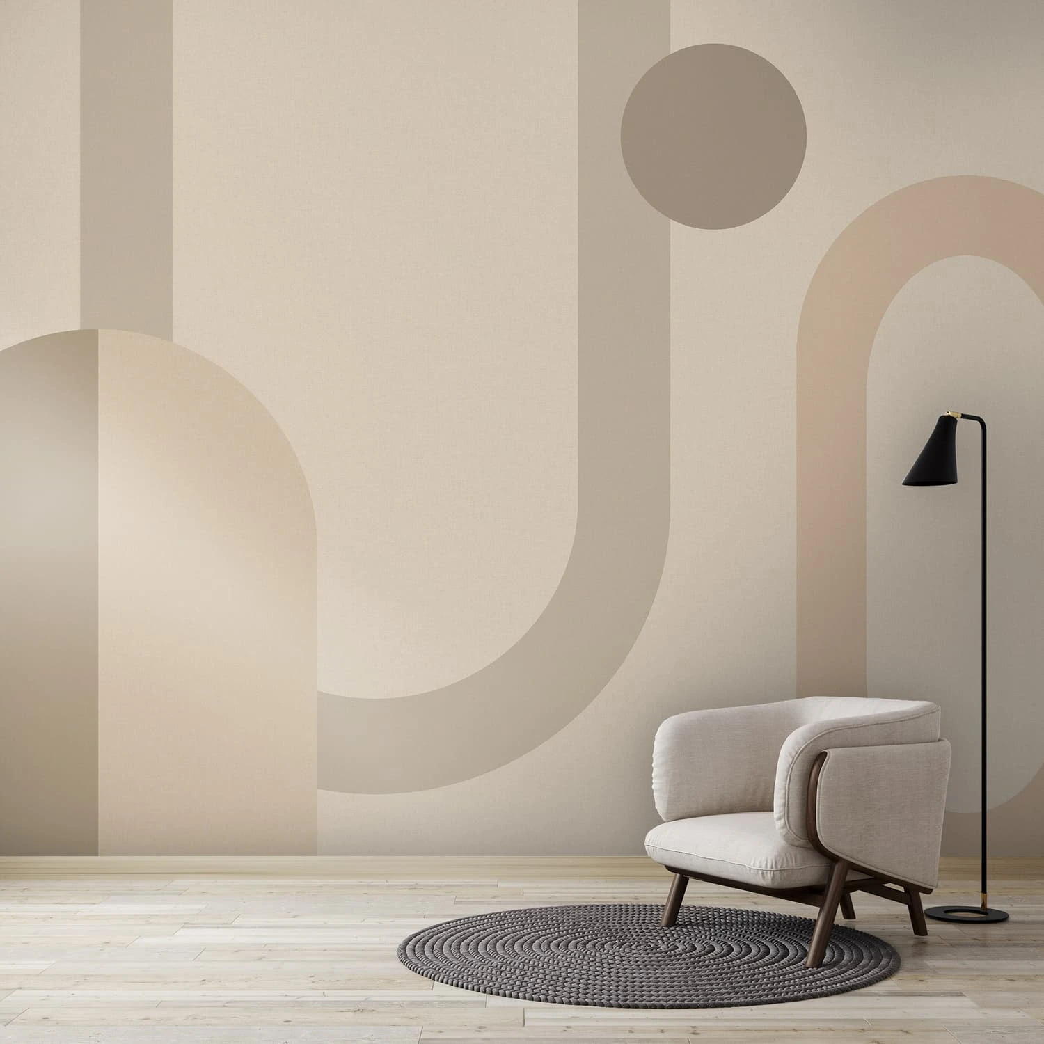 Oval Geo Pop Neutral Bespoke Mural