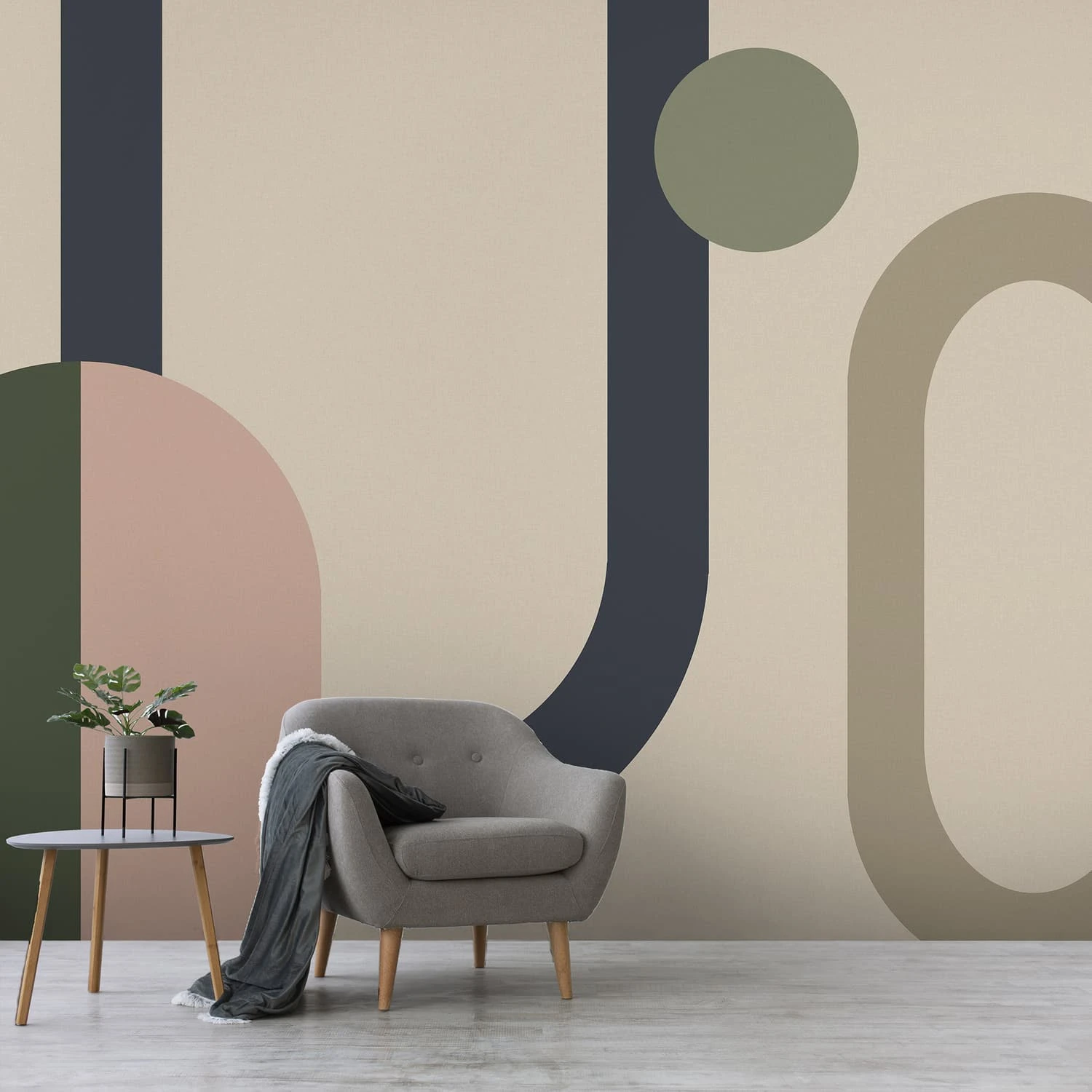 Oval Geo Pop Green Pink Bespoke Mural