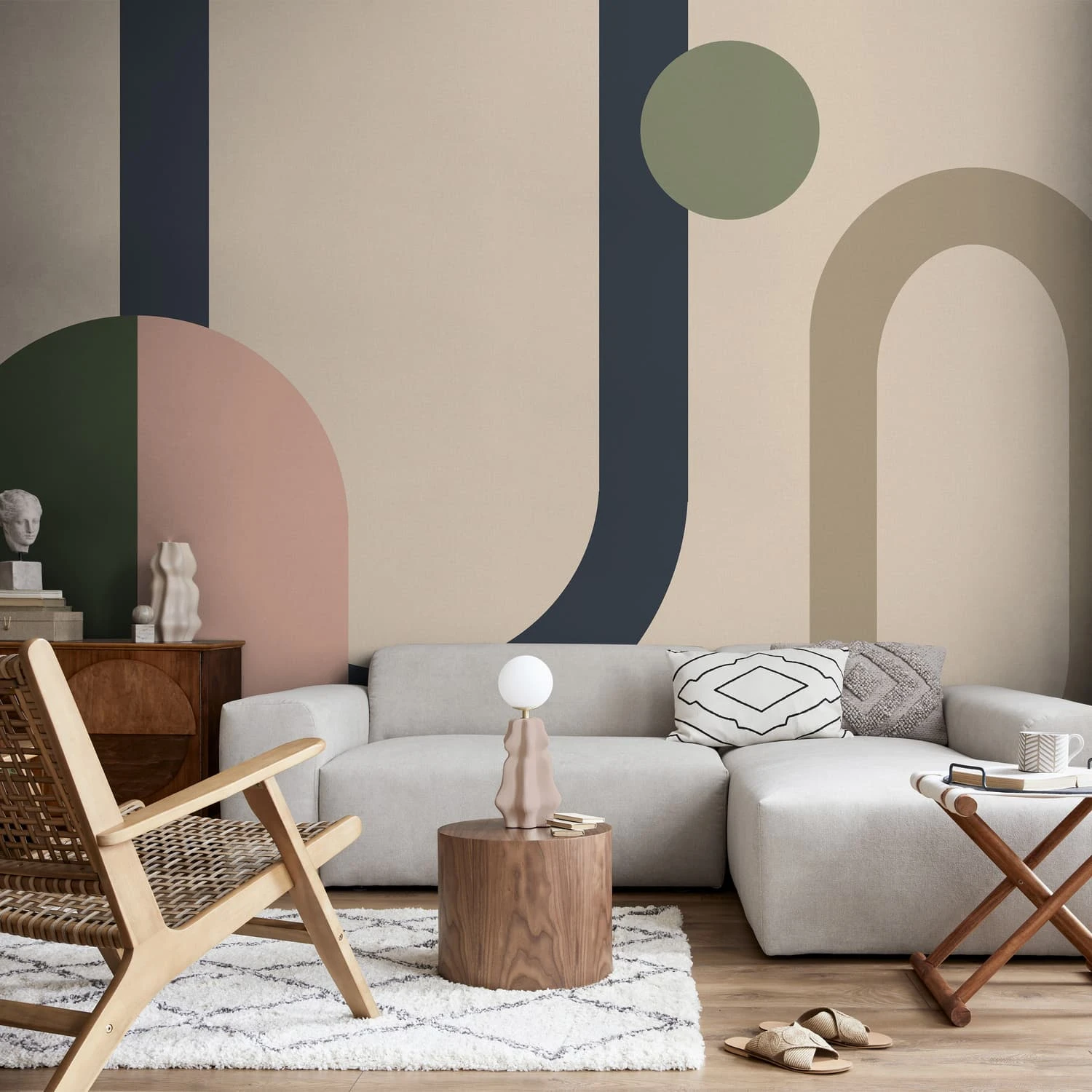 Oval Geo Pop Green Pink Bespoke Mural
