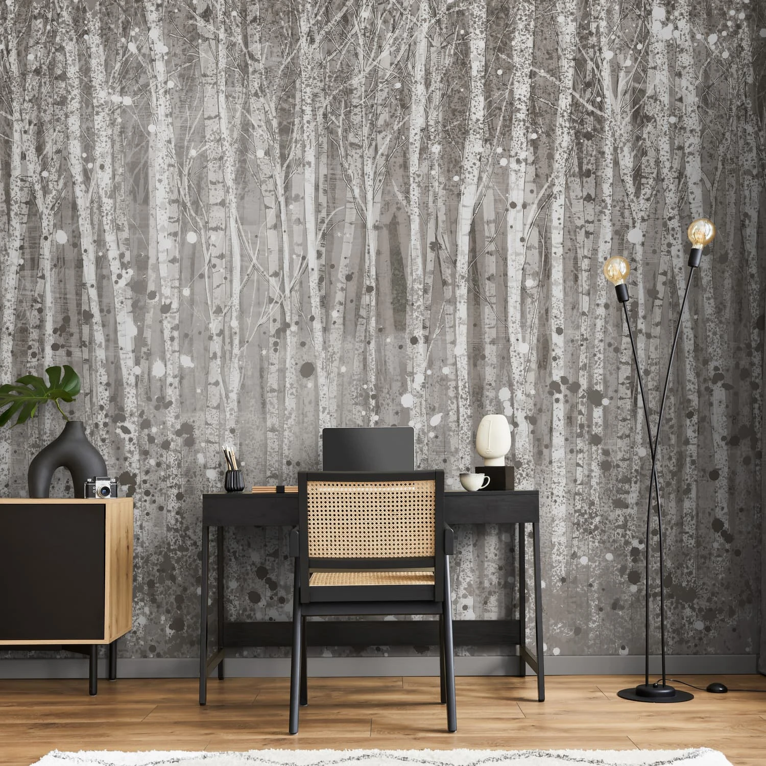 Painterly Woods Grey Bespoke Mural