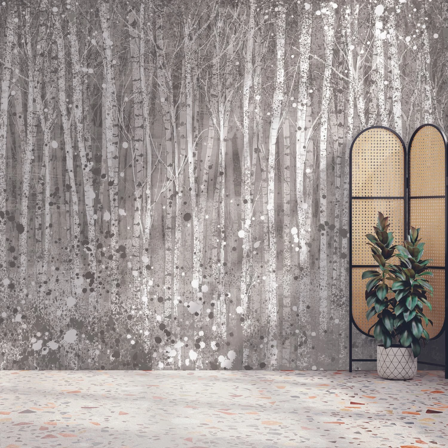 Painterly Woods Grey Bespoke Mural
