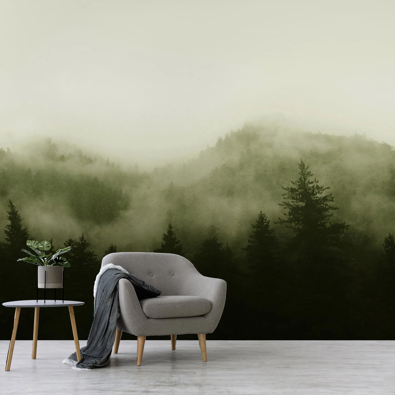 Misty Landscape Green Bespoke Mural