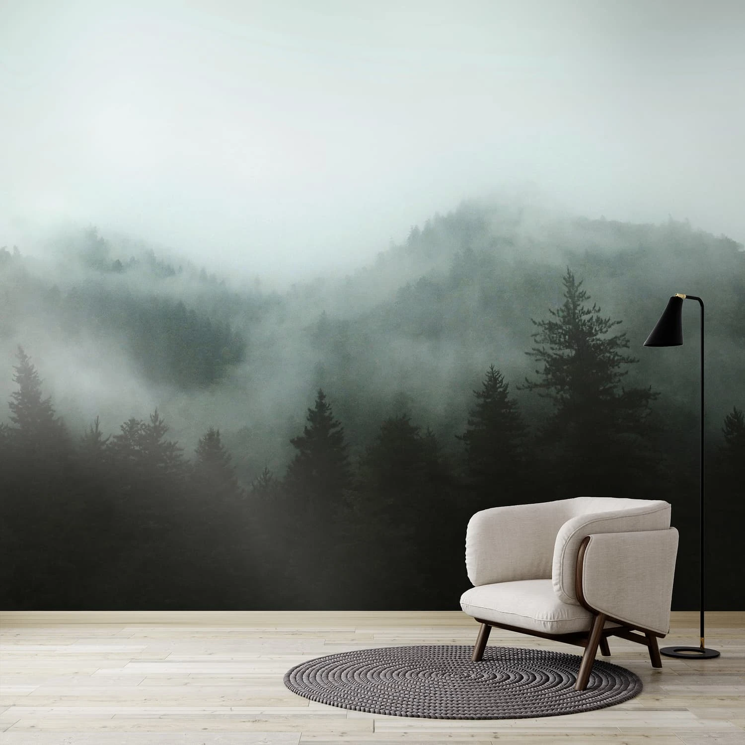 Misty Landscape Teal Bespoke Mural
