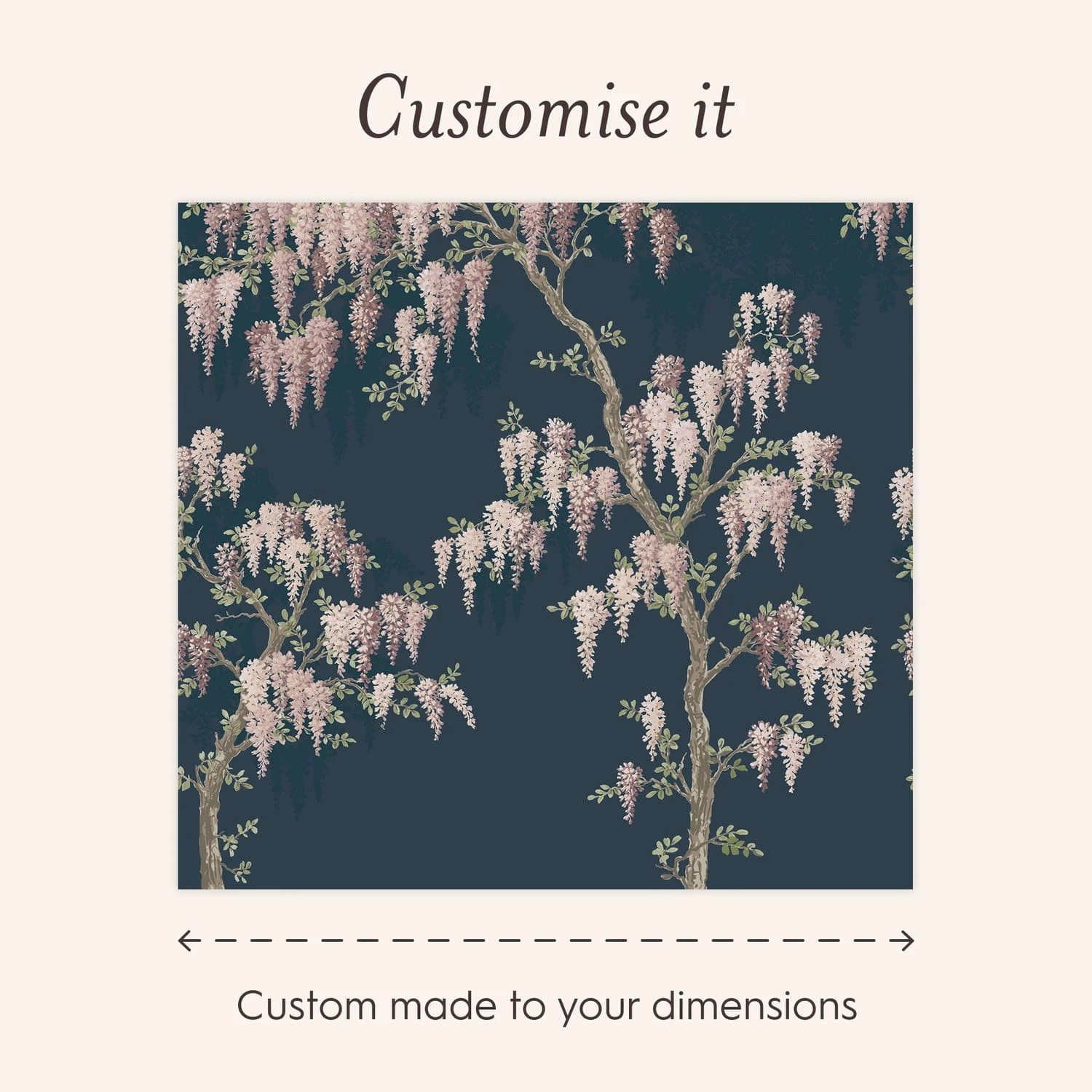 Laura Ashley Wisteria Garden Midnight Seaspray Bespoke Mural