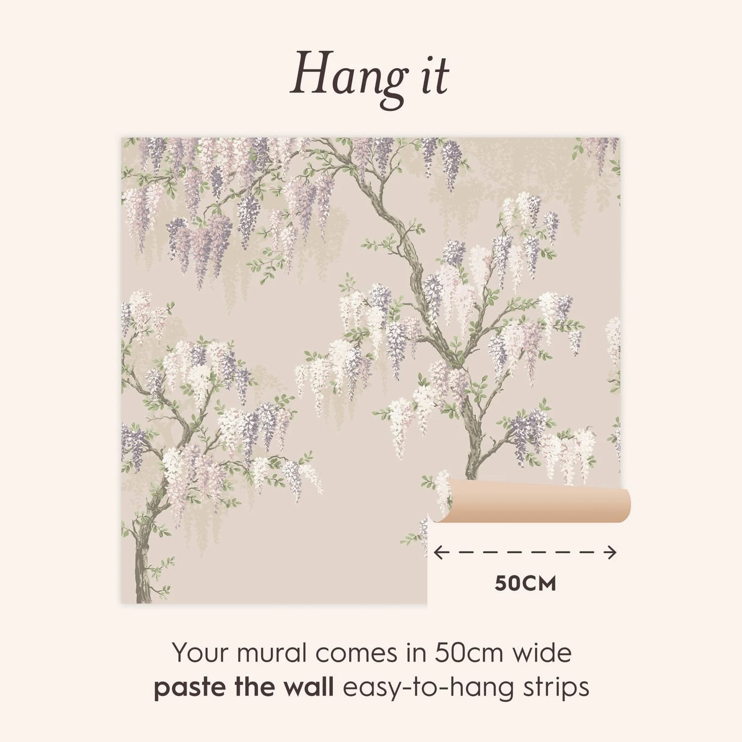 Laura Ashley Wisteria Garden Pale Amethyst Bespoke Mural