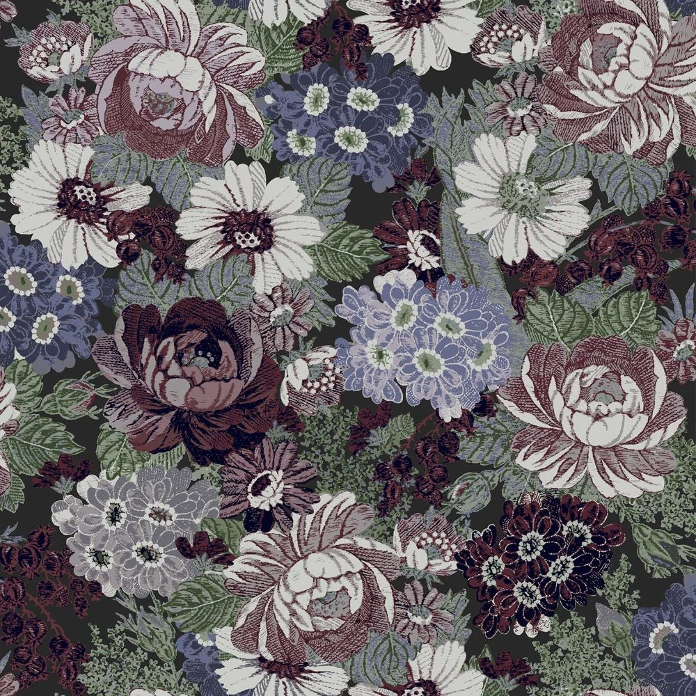 Laura Ashley Honnington Peonies Blackberry Purple Wallpaper