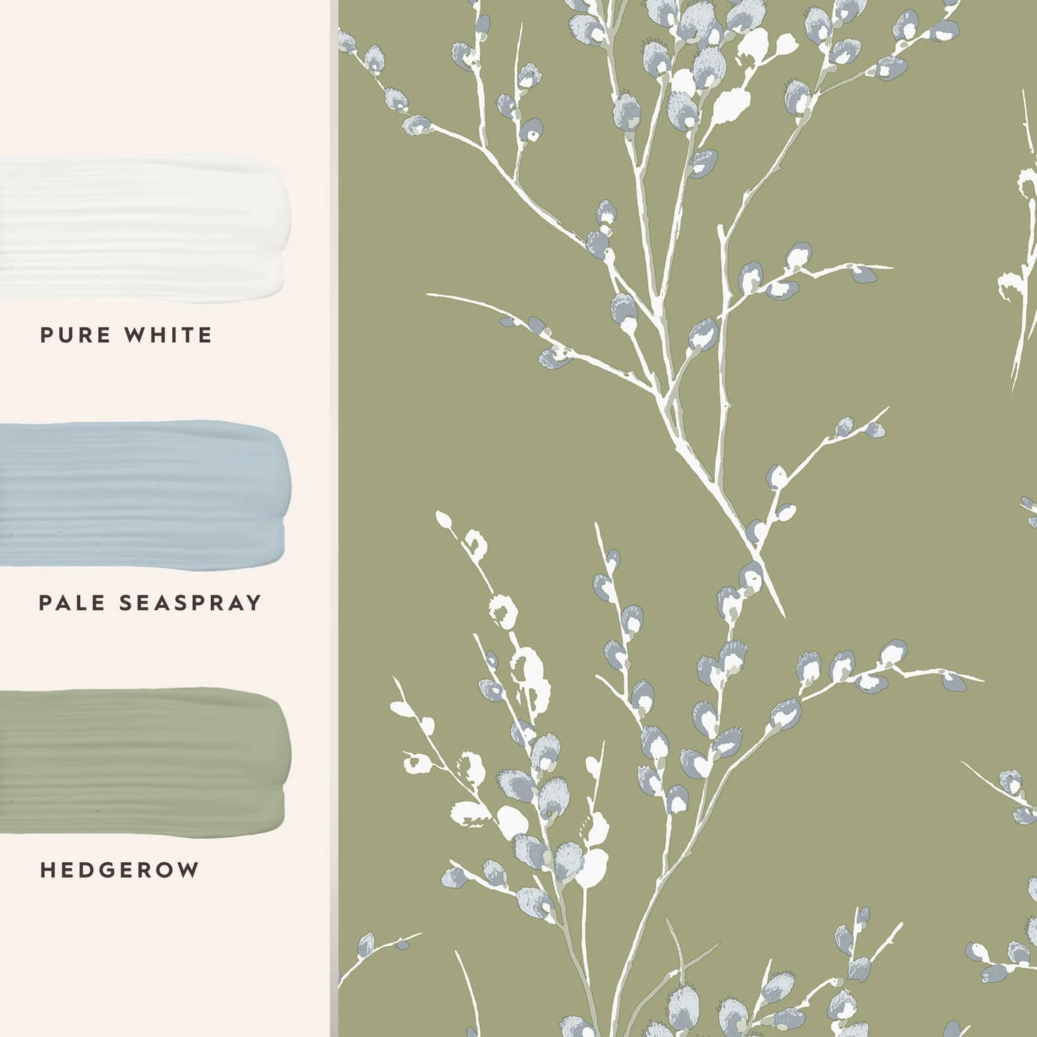 Laura Ashley Pussy Willow Moss Green Wallpaper