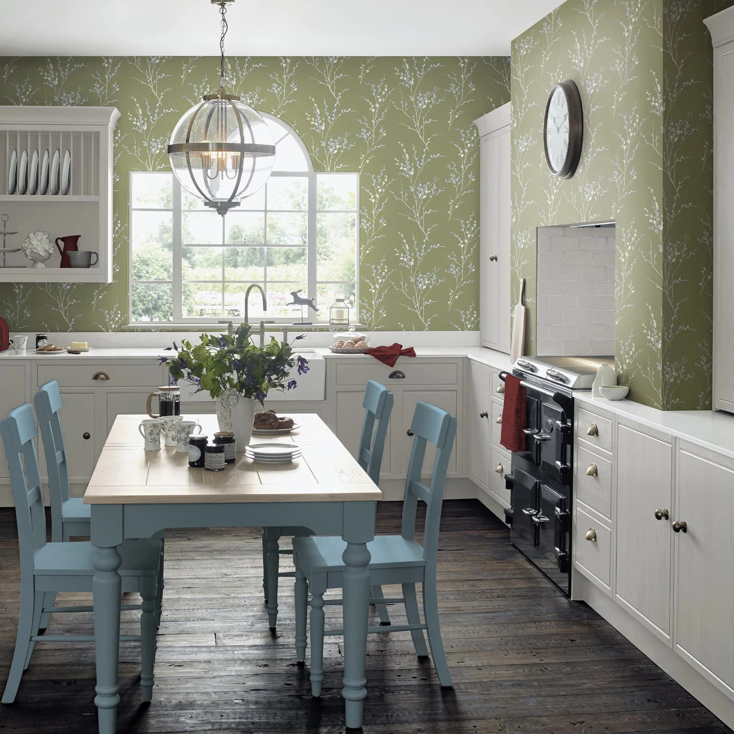 Laura Ashley Pussy Willow Moss Green Wallpaper