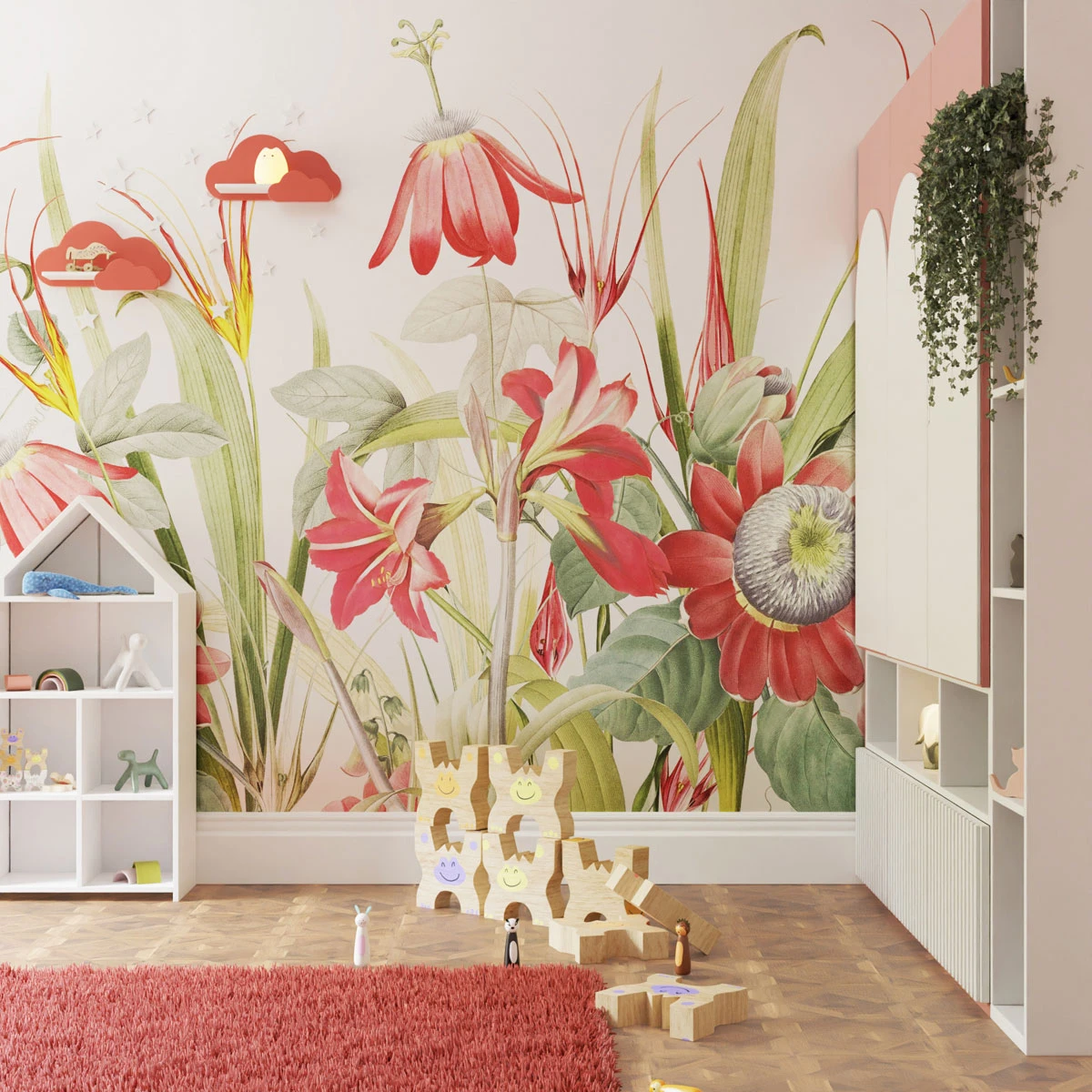 Flora Red Bespoke Mural