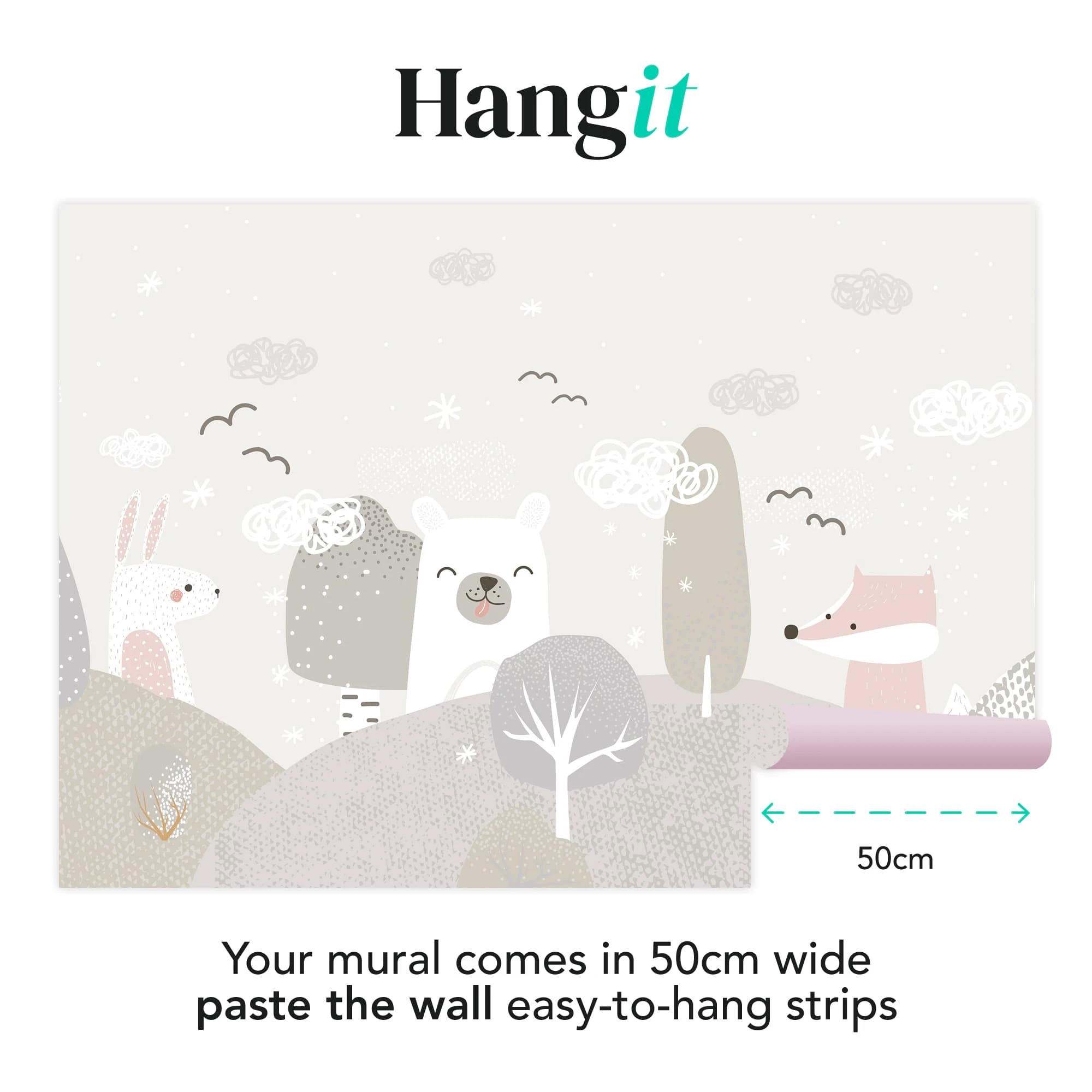 Scandi Animals Gray Bespoke Mural