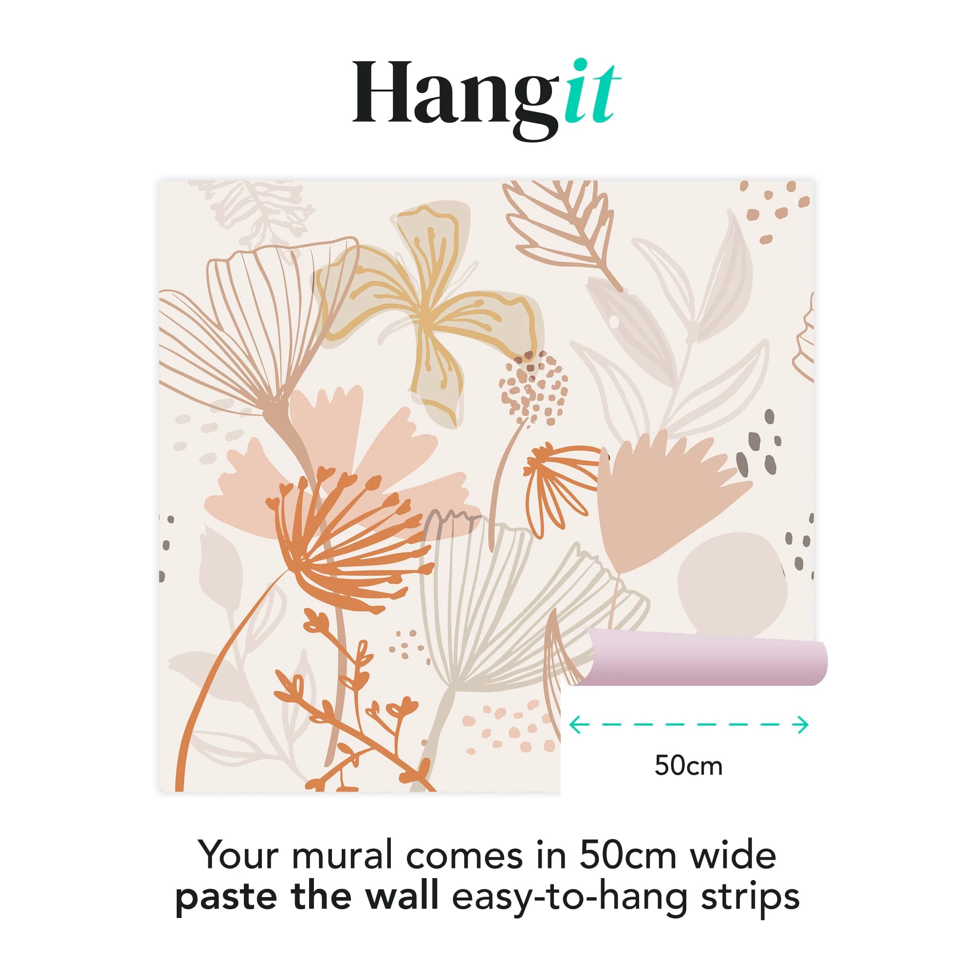 Scandi Floral Peach Bespoke Mural