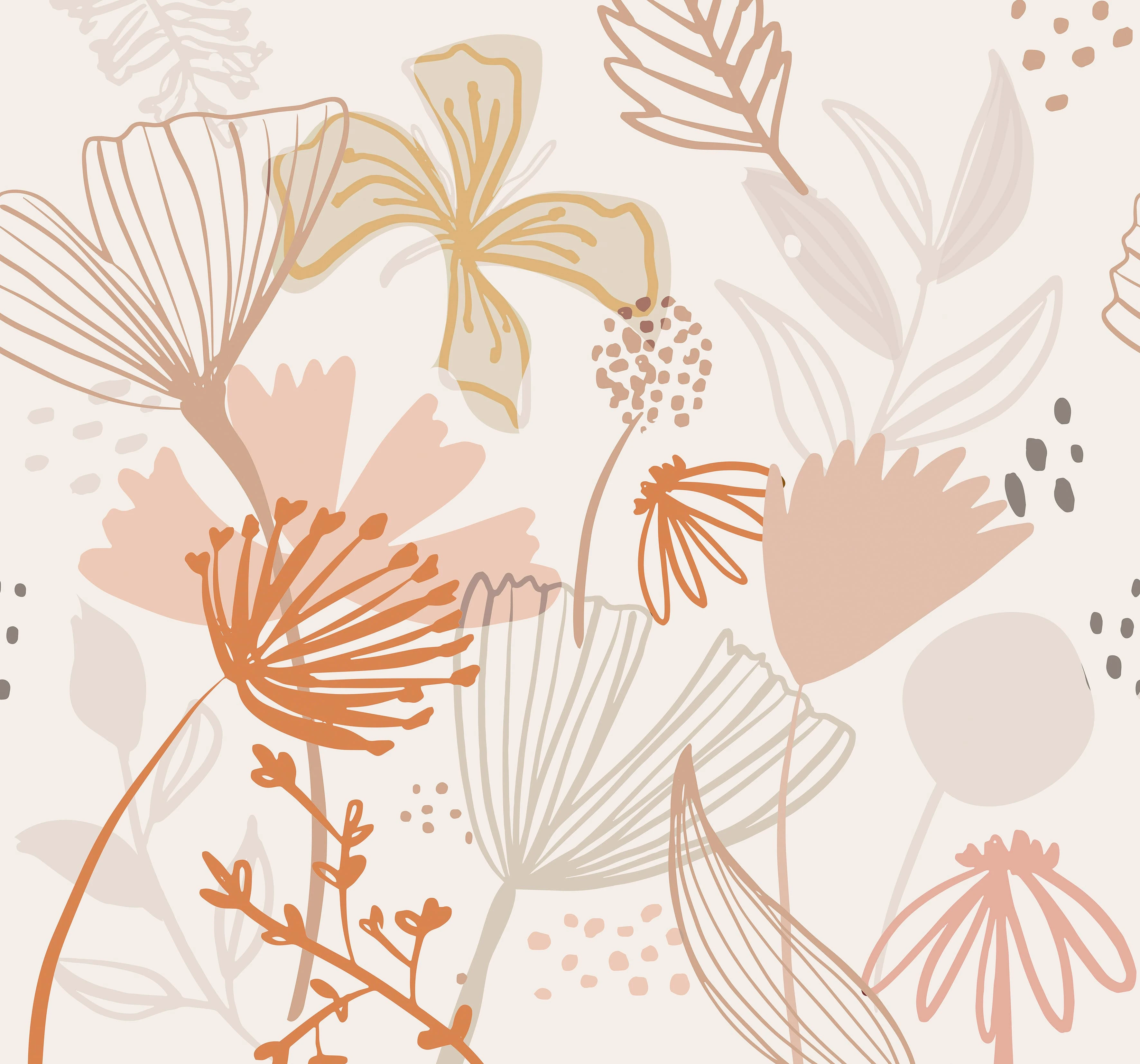 Scandi Floral Peach Bespoke Mural
