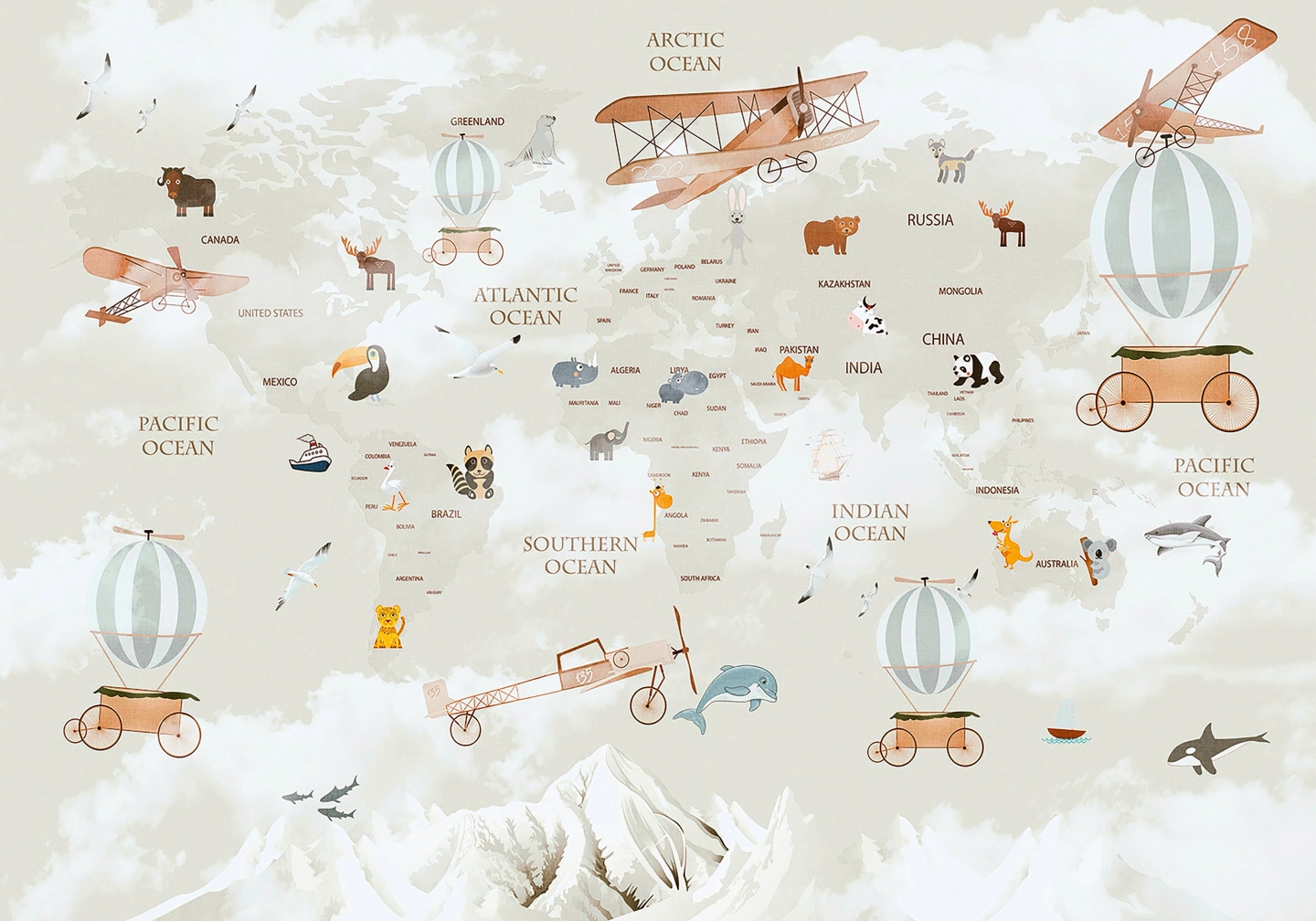 Around the World Sage Bespoke Mural