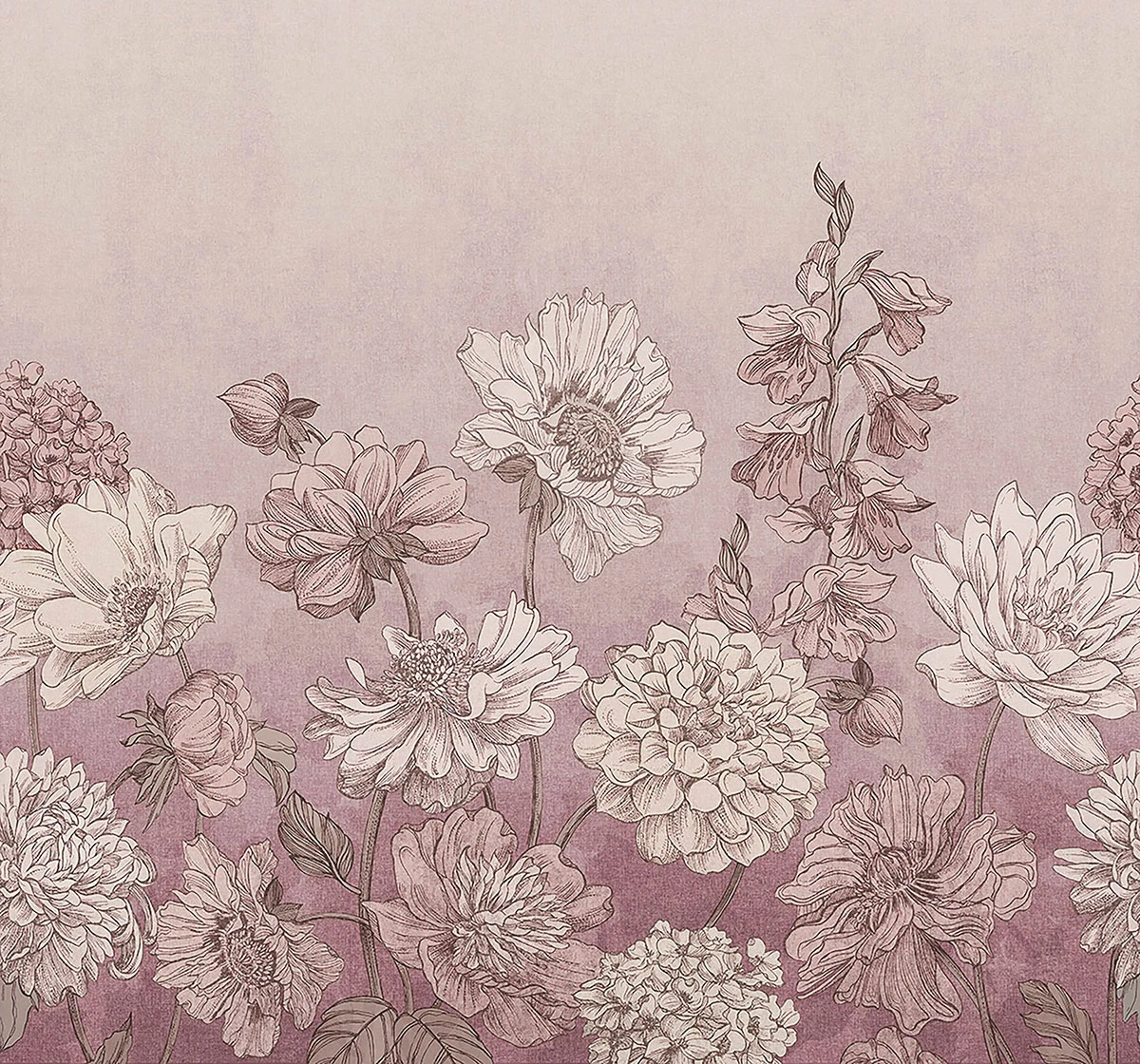 Muted Floral Lilac Bespoke Mural