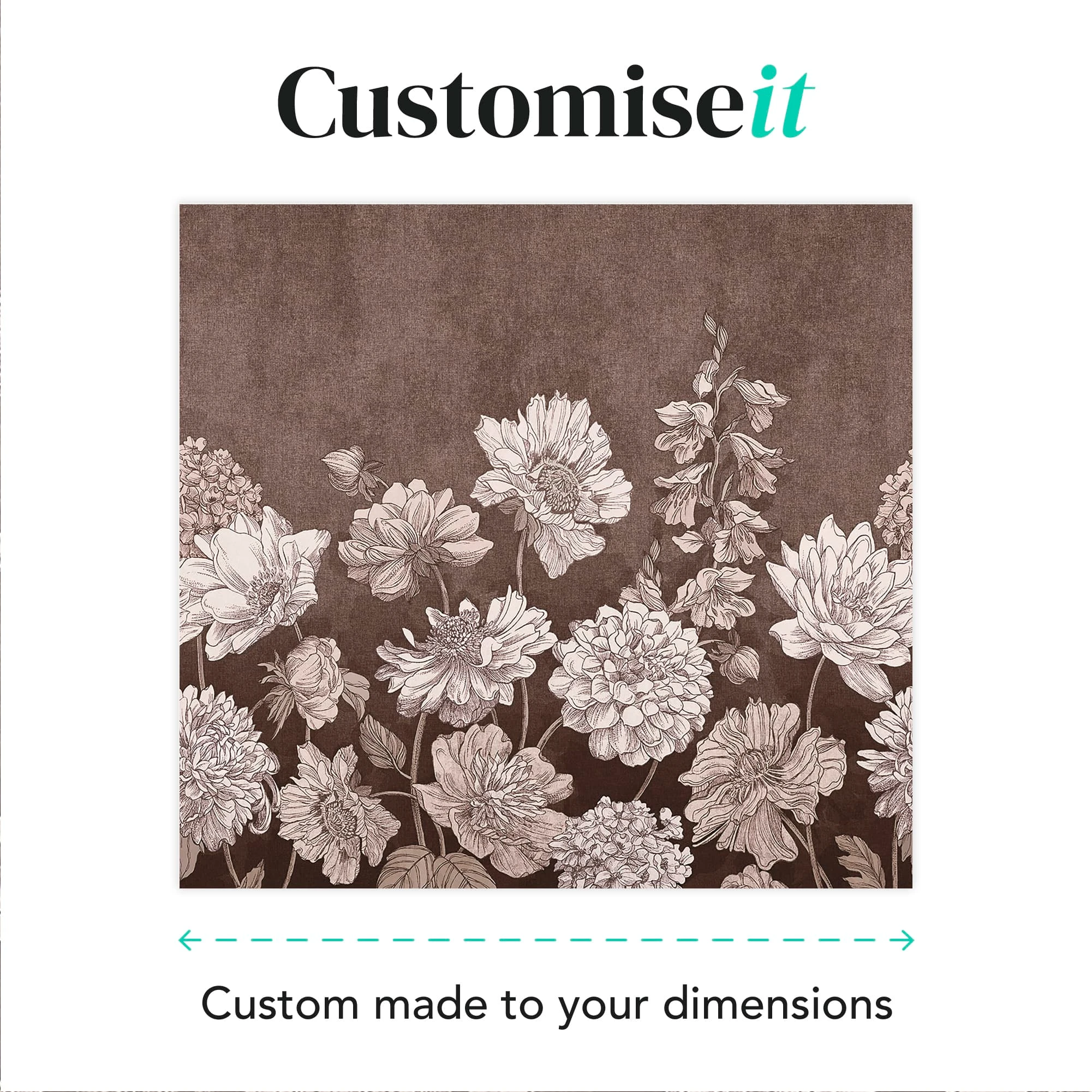 Muted Floral Chocolate Bespoke Mural
