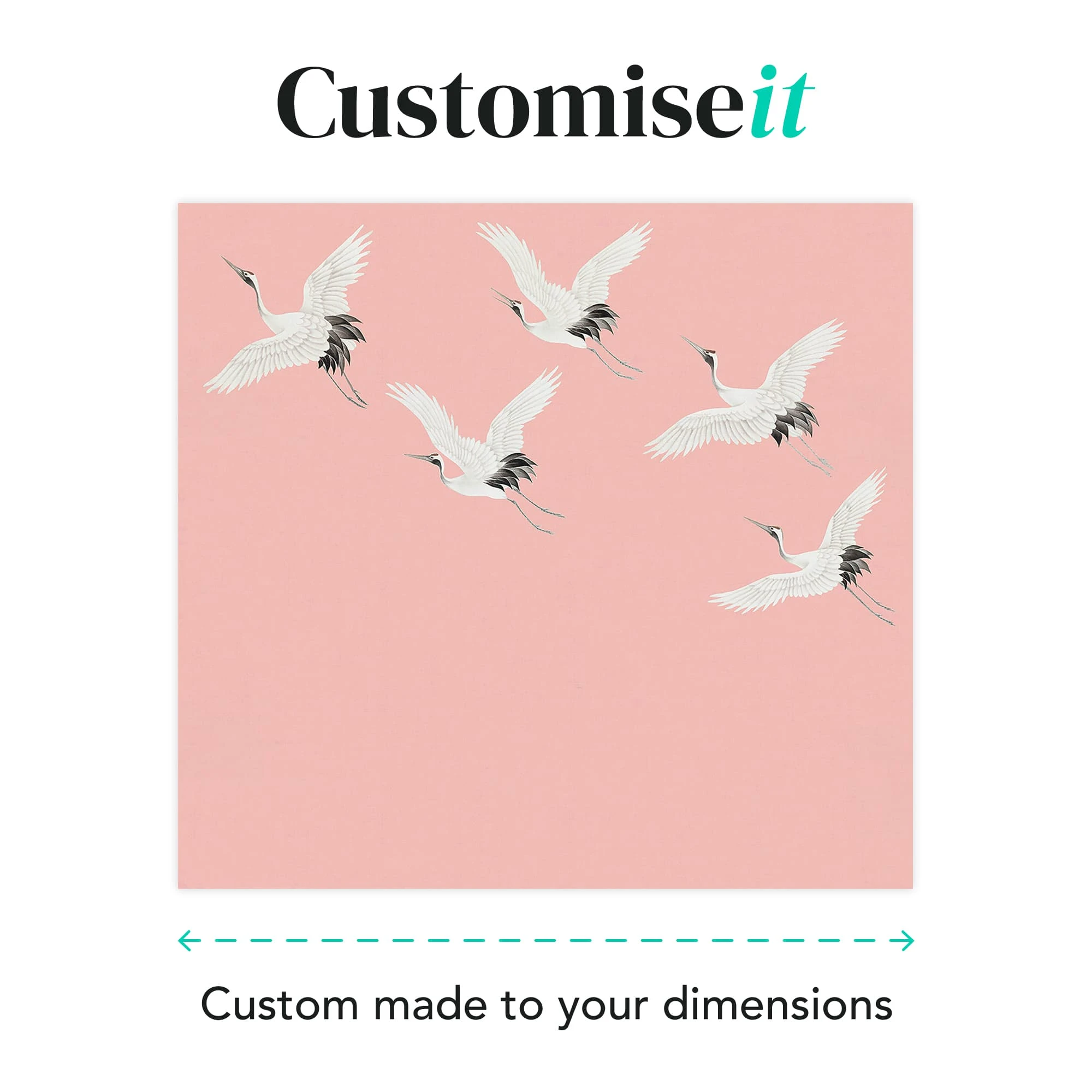 Cranes in Flight Blush Bespoke Mural