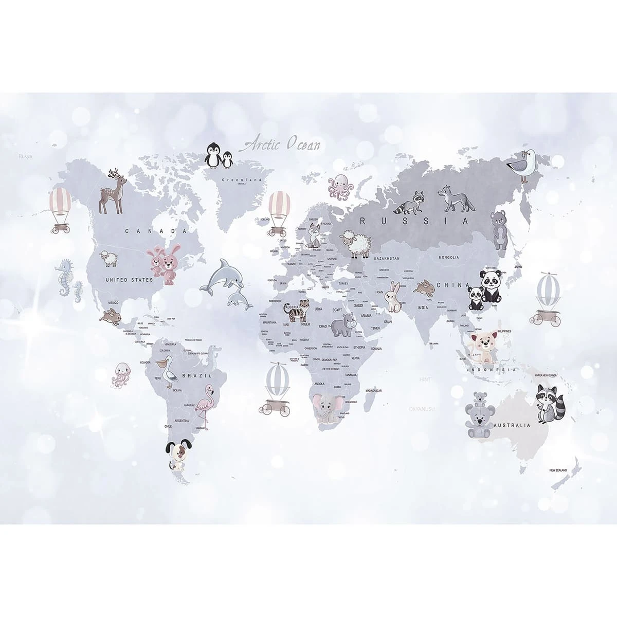 Whole Wide World Gray Bespoke Mural