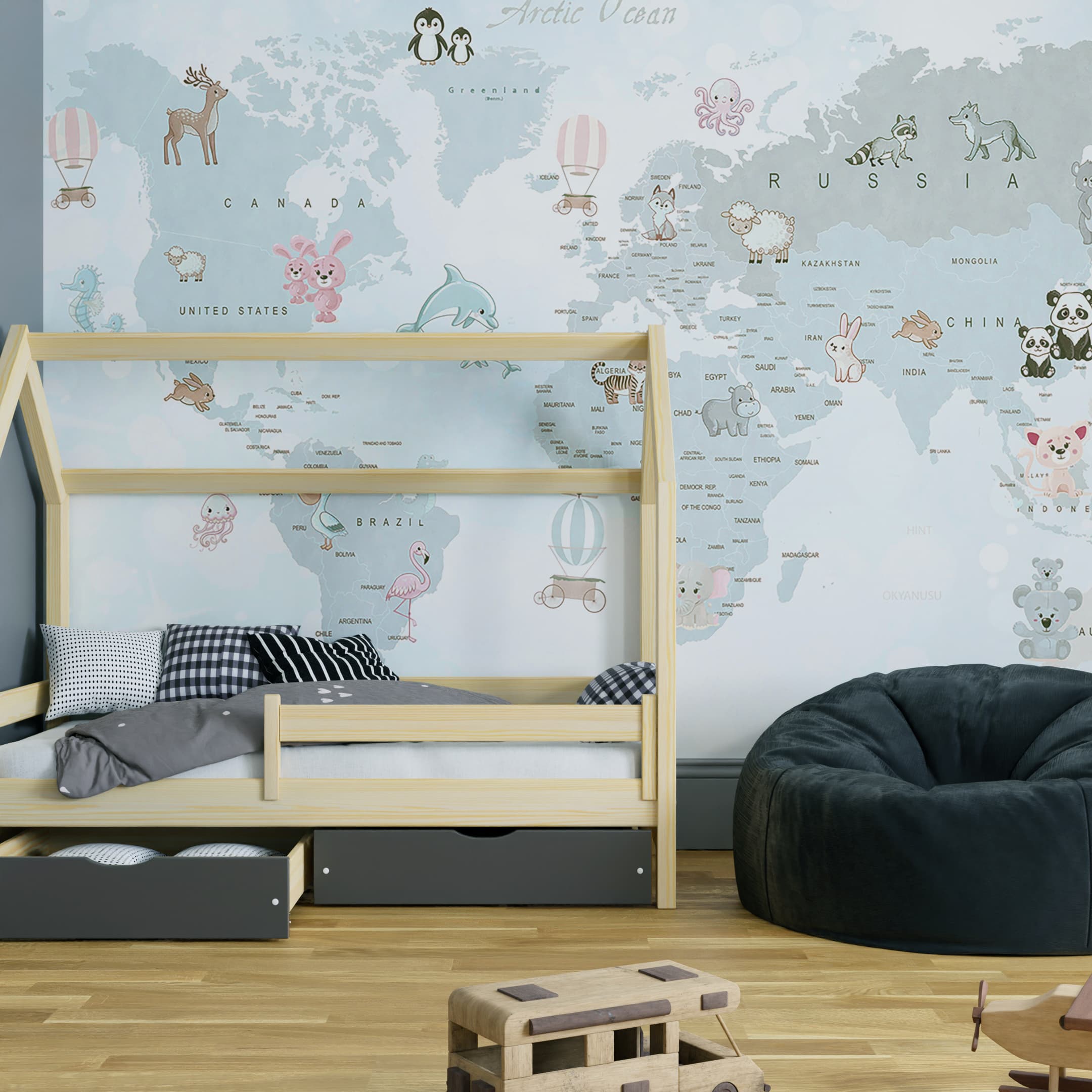 Whole Wide World Gray Bespoke Mural