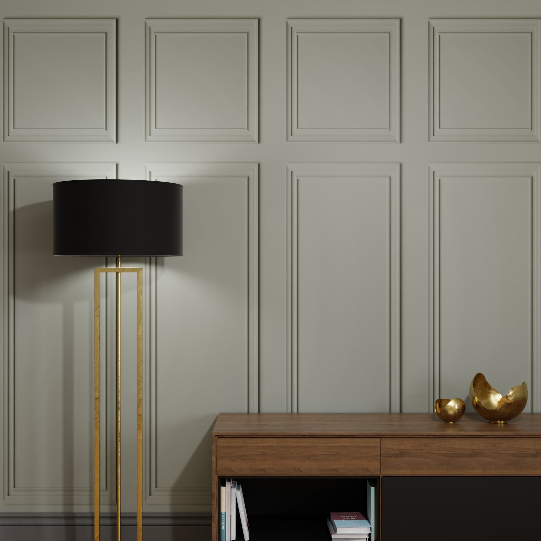 Stately Panel Gray Bespoke Mural