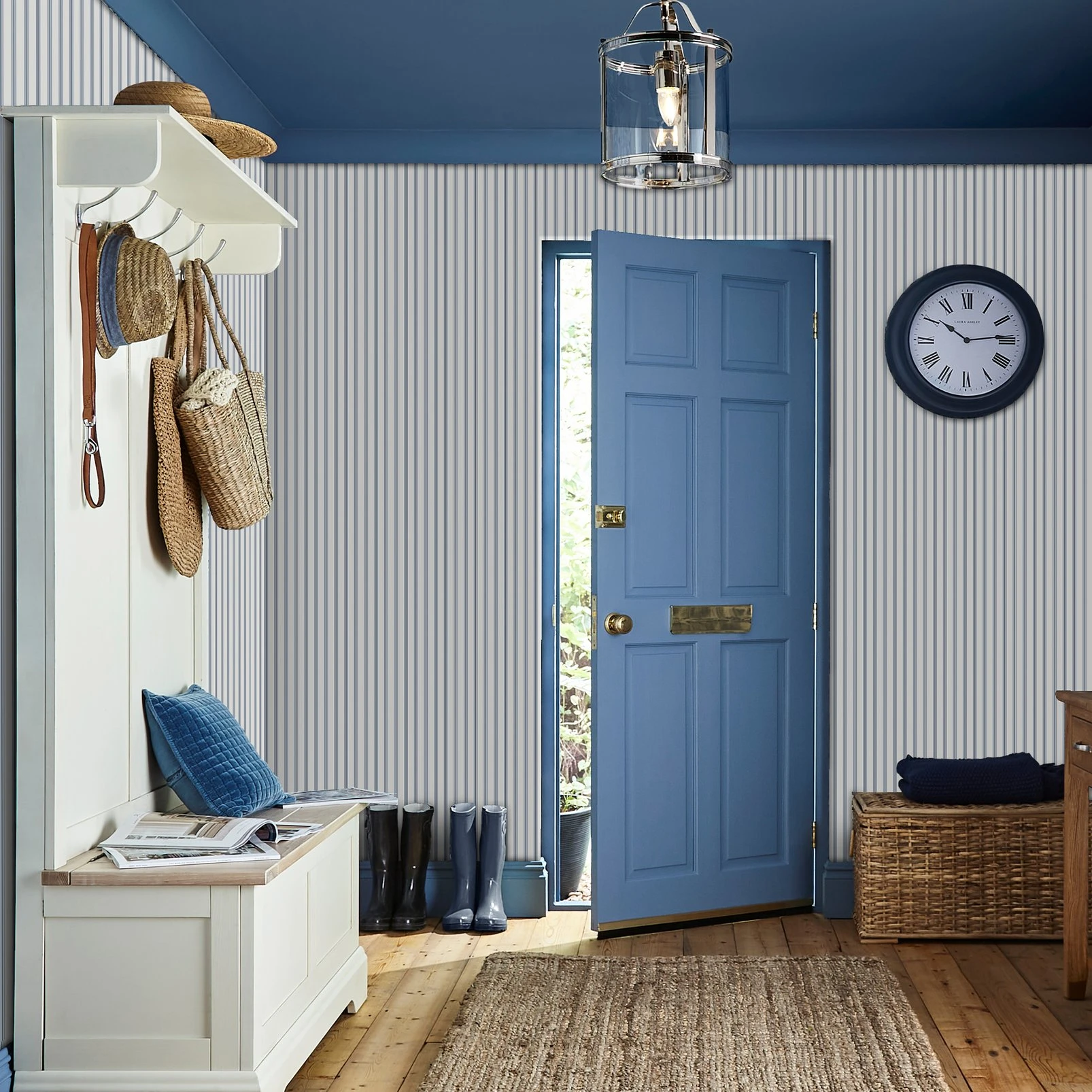 Laura Ashley Farnworth Stripe Smoke Blue Wallpaper - 122752_ROOMSET__01.jpg