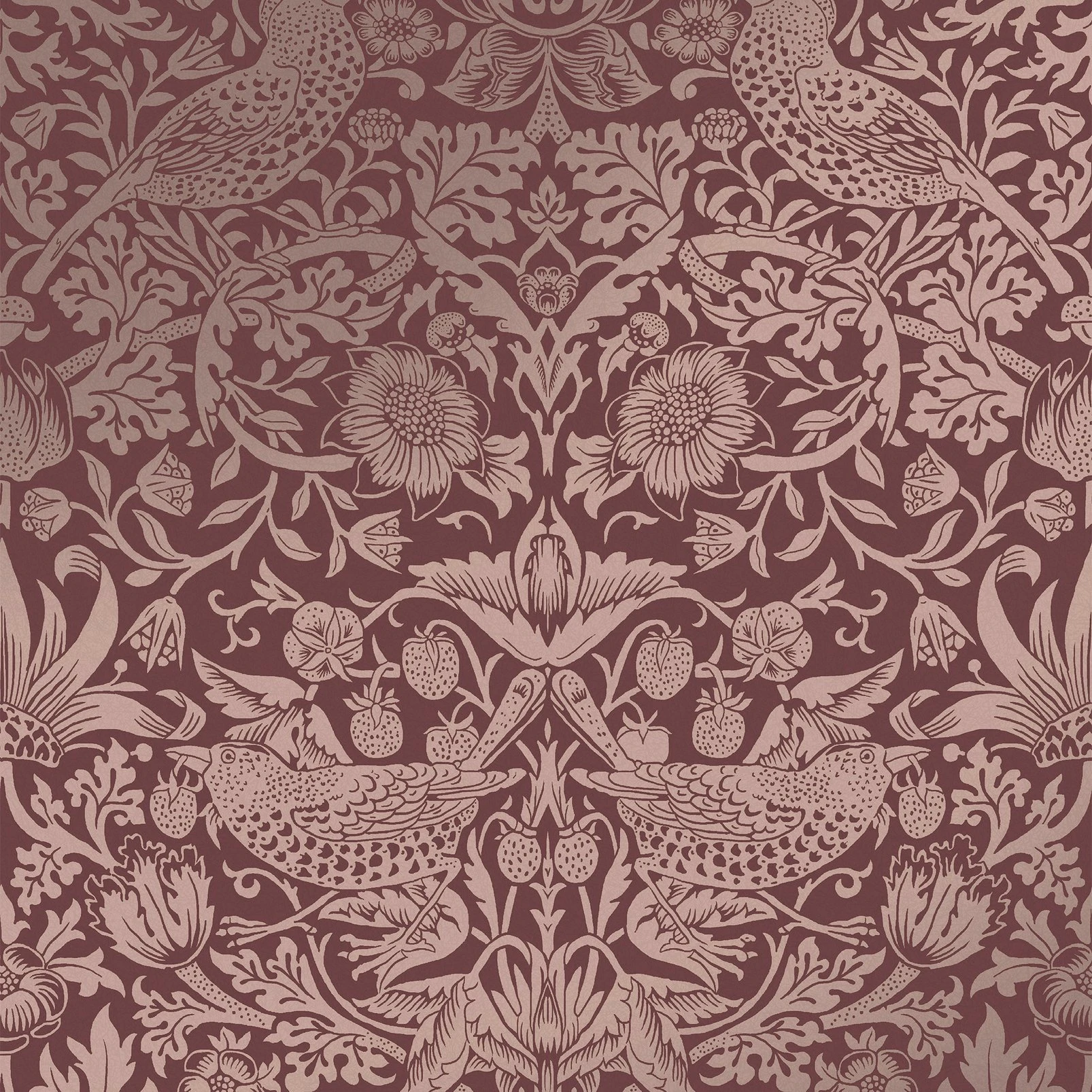 Strawberry Thief Fibrous Burgundy Wallpaper - 124235_TILE_STRAWBERRY THIEF FIBROUS BURGUNDY_01.jpg