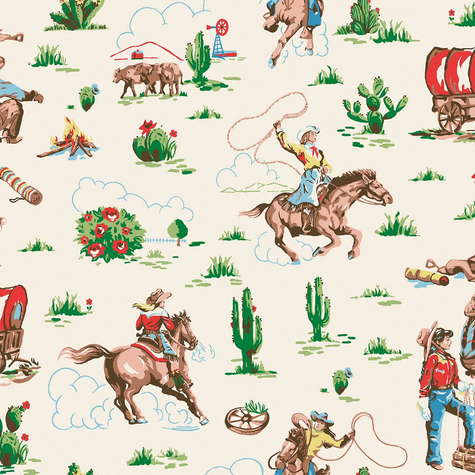 Cath Kidston Cowgirls Wallpaper - 125533_TILE_COWGIRLS MULTI_01.jpg