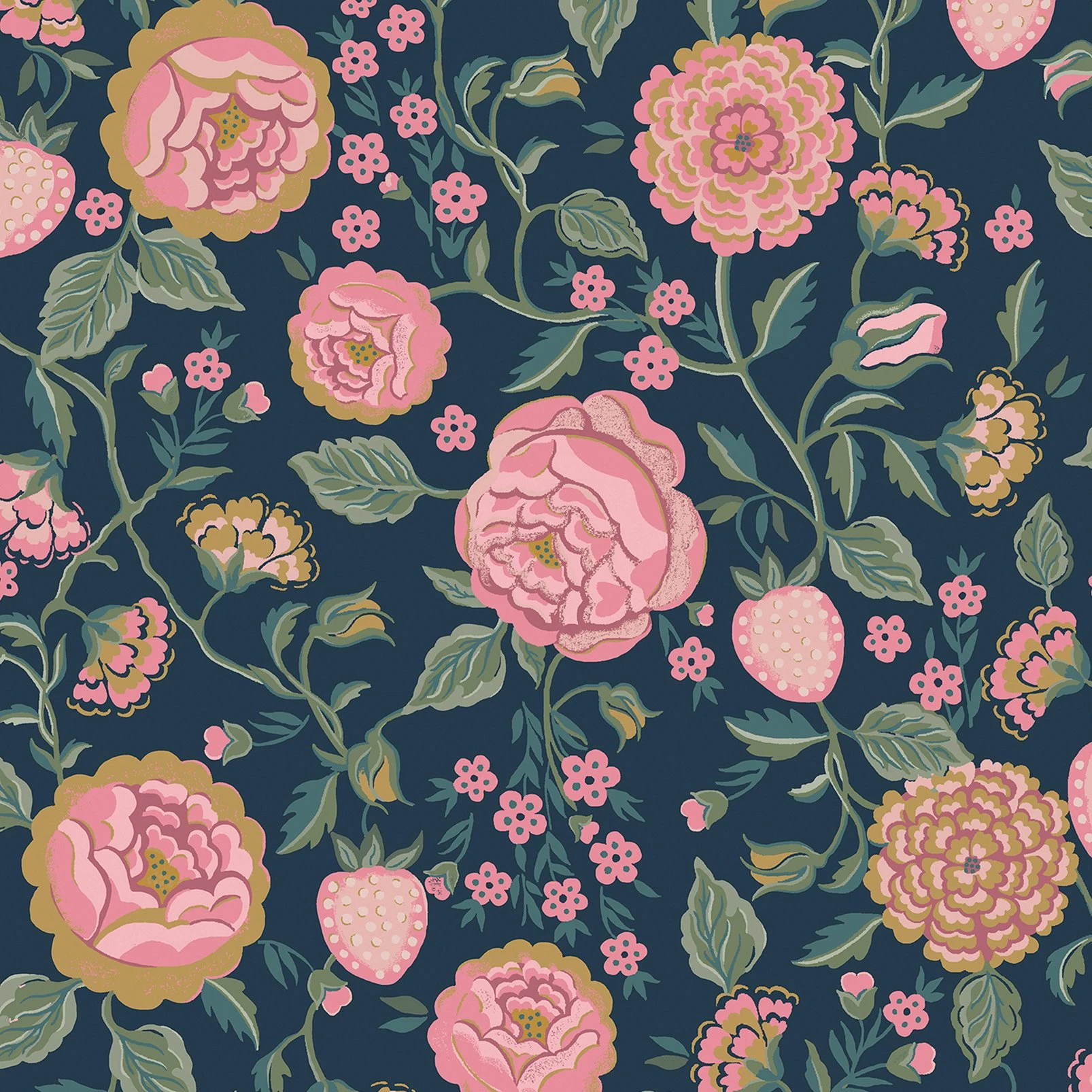 Cath Kidston Strawberry Garden Navy Wallpaper - 125500_TILE_STRAWBERRY GARDEN NAVY_01.jpg