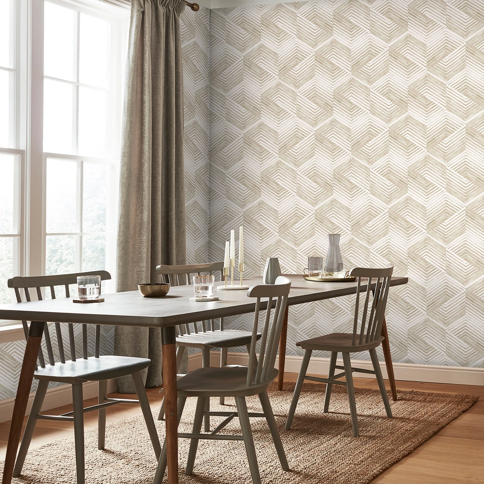 Nicole Miller Geo Movement Peel & Stick Twine Wallpaper - 127450_ROOMSET_GEO MOVEMENT TWINE_01.jpg