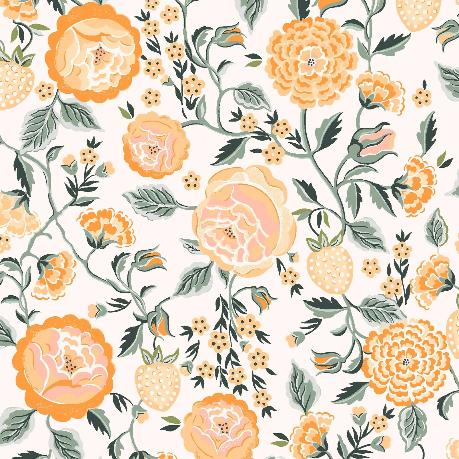 Cath Kidston Strawberry Garden Yellow Wallpaper - 131421_TILE_STRAWBERRY GARDEN YELLOW_01.jpg