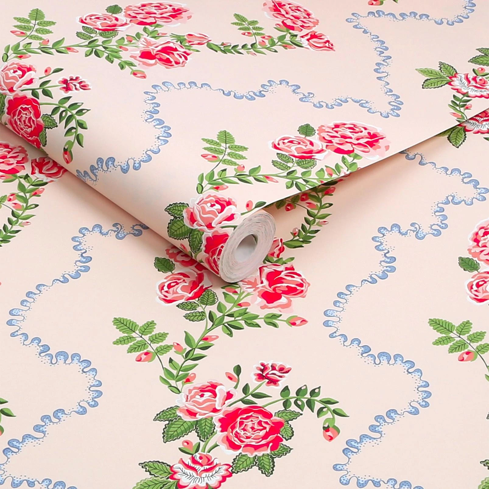 Cath Kidston Rose Flutter Pink Wallpaper - 131422_ROLLSHOT_ROSE FLUTTER PINK_01.jpg